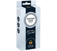 Mister Size 53 Preservativos ultrasensibles - 10 unidades | condones ultrafinos invisible de látex natural | extra húmedos con lubricante sexual