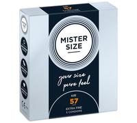 Mister Size 57 Preservativos ultrasensibles - 3 unidades | condones ultrafinos invisible de látex natural | extra húmedos con lubricante sexual