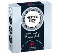 Mister Size 60 Preservativos ultrasensibles - 3 unidades | condones ultrafinos invisible de látex natural | extra húmedos con lubricante sexual