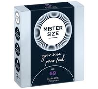 Mister Size 69 Preservativos ultrasensibles - 3 unidades | condones ultrafinos invisible de látex natural | extra húmedos con lubricante sexual