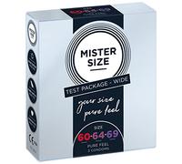 MISTER SIZE Condones muy delicados al tacto (60-64-69 mm) Juego de prueba - 3 unidad/extra fino, extra húmedo/hecho de látex de caucho 100% natural de su talla XL - 3XL