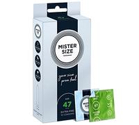 Mister Size - Pura Sensación: Paquete de 10 Preservativos Ultrasensibles (Preservativos Finos con Lubricante Sexual) de Látex Natural y Talla Individualizada - Talla: 47mm