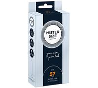 Mister Size - Pura Sensación: Paquete de 10 Preservativos Ultrasensibles (Preservativos Finos con Lubricante Sexual) de Látex Natural y Talla Individualizada - Talla: 57mm