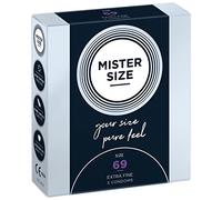 Mister Size - Pura Sensación: Paquete de 3 Preservativos Ultrasensibles (Preservativos Finos con Lubricante Sexual) de Látex Natural y Talla Individualizada - Talla: 69mm