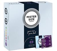 Mister Size - Pura Sensación: Paquete de 36 Preservativos Ultrasensibles (Preservativos Finos con Lubricante Sexual) de Látex Natural y Talla Individualizada - Talla: 64mm