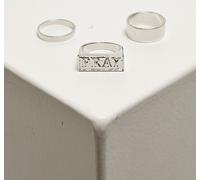 Mister Tee Anillo Pray Ring Set Plata L/XL