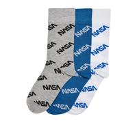 Mister Tee Calcetines de niño Nasa Allover Socks Kids 3-Pack Brightblue/Grey/White EUR 36