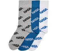 Mister Tee Calcetines de niño Nasa Allover Socks Kids 3-Pack Brightblue/Grey/White EUR 36