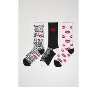 Mister Tee Calcetines Kiss Calcetines 3-Pack Negro/White/Rojo EUR 44