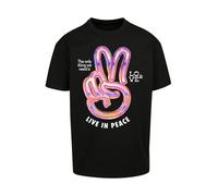 Mister Tee Camiseta 'Live in Peace' lila claro / naranja claro / negro / blanco XL lila claro / naranja claro / negro / blanco