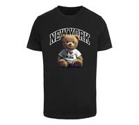Mister Tee Camiseta 'New York College Bear' marrón / rojo sangre / negro / blanco, Talla S