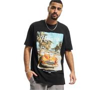 Mister Tee Camiseta Tropical Oversize para Hombre, Negro, L