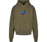 Mister tee Le Papillon Heavy - Sudadera con Capucha para Hombre, diseño de Mariposas en la Parte Delantera y Trasera, Disponible en Muchos Colores, Tallas XS - 5XL, Verde Oliva, M (Grande)