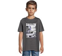 Mister tee Mtk395-kids Ballin Hard tee Camiseta, Gris Oscuro, 122-128 para Niños