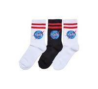 Mister Tee NASA Insignia Socks Kids 3-Pack Medias, White/Black, 27-30 Unisex Adulto
