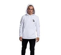Mister Tee Sudadera con Capucha LA de Manga Larga, Estampación Delantera y Trasera, Bolsillo Delantero, Moda Urbana, Blanco, Tallas XS - XXL