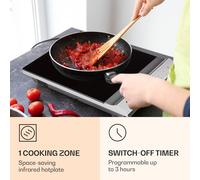 MisterCook Placa de cocción con infrarrojos de 2000 W, 90-650 °C y temporizador de apagado Klarstein