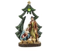 Misterio Clasico de 1 Pieza con niño en Cuna y Portal arbol Navidad de Resina Pintado a Mano 31 cm
