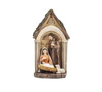 Misterio Clasico de 1 Pieza Maria con niño en Cuna Oveja y Portal de Resina Pintado a Mano 13 cm