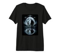 Misterio Encuentro Bigfoot Alien Familia Bajo la Luna Divertido OVNI Camiseta Premium
