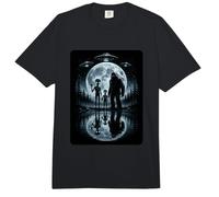 Misterio Encuentro Bigfoot Alien Familia Bajo la Luna Divertido OVNI Comfort Colors Adult Heavyweight T-Shirt