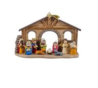 Misterio Infantil de 10 Piezas con Portal y Reyes de Resina Pintado a Mano 22x14 cm