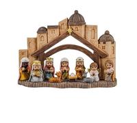 Misterio Infantil de 10 Piezas con Portal y Reyes de Resina Pintado a Mano 23x16.5 cm
