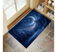 Misterios Naturales Felpudo Antideslizante - Cielo Nocturno Estrellado Trampa de Tierra Felpudo Exterior e Interior para una Entrada Limpia - Fácil de Cuidar - Azul Púrpura Intenso
