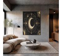 Misteriosa Carta Astral Lunar Modernos Cuadros Decoracion Tarot Cielo Estrellado Cuadro Y Láminas Grande Oro Negro Lienzos Decorativos De Pared Para Comedor Salon Dormitorios 40X50Cm, Sin Marco