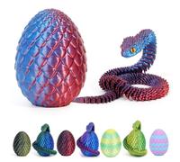 Misterioso huevo de dragón con 3D, huevo de dragón con dragón, huevo de dragón, figura de dragón 3D, un objeto decorativo mágico y regalo (láser de serpiente rojo y azul)