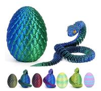 Misterioso huevo de dragón con 3D, huevo de dragón con dragón, huevo de dragón, figura de dragón 3D, un objeto decorativo mágico y regalo (láser de serpiente azul verde)
