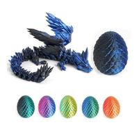 Misterioso huevo de dragón con 3D, huevo de dragón con dragón, huevo de dragón, figura de dragón en 3D, un objeto decorativo mágico y regalo (azul y negro)