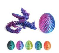 Misterioso huevo de dragón con 3D, huevo de dragón con dragón, huevo de dragón, figura de dragón en 3D, un objeto decorativo mágico y regalo (dragón volador azul lila)