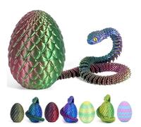 Misterioso huevo de dragón con 3D, huevo de dragón con dragón, huevo de dragón, figura de dragón en 3D, un objeto decorativo mágico y regalo (serpiente - rojo verde azul)