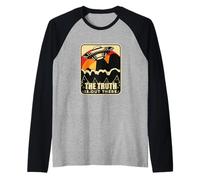 Misterioso OVNI Flying Saucer Encuentro Vintage Divertido Alien Camiseta Manga Raglan