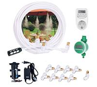 Misters con Temporizador y Bomba para Patio Exterior, Sistema de enfriamiento de Niebla, Sistema de enfriamiento de Agua nebulizada al Aire Libre, Kit de Manguera de Niebla de pati