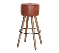 MISTERWILS Taburete alto de madera y piel colt - amarillo,natural - 77x40x40