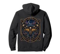 Mística Cráneo Polilla Luna Creciente Elegancia Gótica Sudadera con Capucha