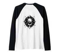 Mística Luna, Astrología Tshirt Motivo, Espacio Sol Tierra Camiseta Manga Raglan
