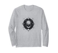 Mística Luna, Astrología Tshirt Motivo, Espacio Sol Tierra Manga Larga