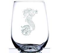 Mística sirena es con grabado sobre este 17 oz sin tallo Wineglass. Este pequeño "sirena de el mar" Haría Un maravilloso regalo para amante de la que el agua en tu vida.