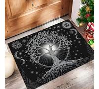 Misticismo Oscuridad Felpudo Antideslizante - 80 x 120 cmÁrbol Geométrico Tinta Trampa de Tierra Felpudo Exterior e Interior para Entrada Limpia - Fácil de Cuidar - Gris Plateado