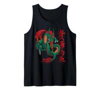 Místico Fuego Respirando Dragón Japonés Kanji Estilo Arte Camiseta sin Mangas