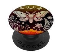 Místico Polilla Luna Estrellas Botánico Naturaleza Arte Celestial Desi PopSockets PopGrip Adhesivo