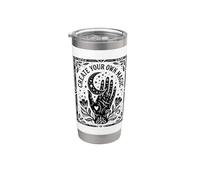 Místico Vintage Quiromancia Mano Luna Mágica Arte Popular Diseño Vaso térmico de acero inoxidable de doble pared