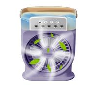 Misting Fan, Personal Cooling Mister, 5-Nozzle Air Cooler, 600 ml Water Tank, Fine Spray Humidifier, Perfect for Outdoor Beach, Yoga, Meditation, Bedroom, Kitchen o Travel Use, 26 x 21 cm White Purple