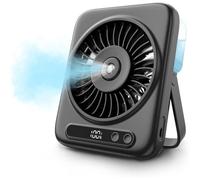 Misting Fan - USB Rechargeable Desk Cooler | LED Display Adjustable Angle
