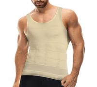 Mistirik Camisas de compresión para hombre, chaleco moldeador de cuerpo adelgazante para hombre, camiseta sin mangas ajustada para hombre, camiseta de compresión sin mangas, Beige, X-Large