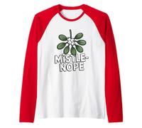Mistle-Nope Juego de Palabras de muérdago de Bayas Blancas para los Que odian el muérdago Camiseta Manga Raglan