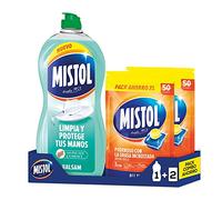 Mistol Pack Combo Ahorro - Mistol Aloe Vera Balsam 950 ml + 100 Pastillas Lavavajillas. Limpia, desengrasa, desincrusta y abrillanta, dejando tu vajilla como nueva.